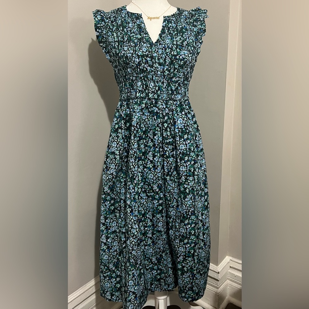 J. Crew blue/green midi dress